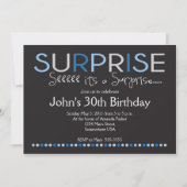 Blue Surprise Birthday Invitation Kaart (Voorkant)