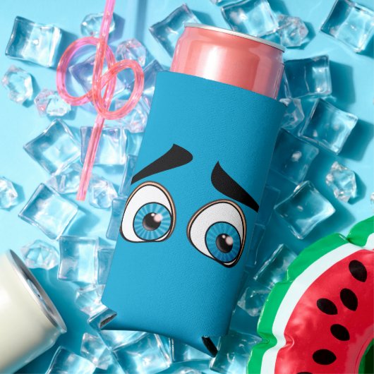 Blue Surprised Eyes Grappige Koelbox Seltzer Blikjeskoeler (Insitu Zomer)
