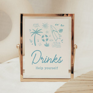 Blue Surven Baby aan boord Baby shower Drinken Poster