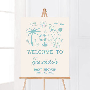 Blue Surven Baby aan boord Baby shower Welkom Poster