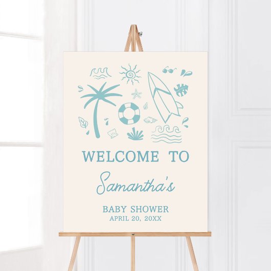 Blue Surven Baby aan boord Baby shower Welkom Poster