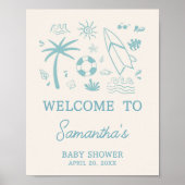 Blue Surven Baby aan boord Baby shower Welkom Poster (Voorkant)