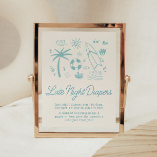 Blue Surven Baby aan boord Late Night Luiers Poster