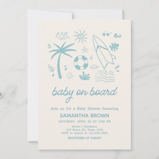 Blue Surven Baby aan boord van het Baby shower Kaart (Voorkant)