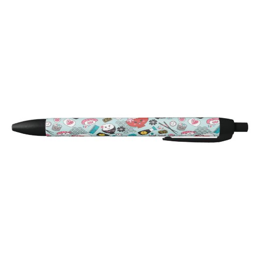 Blue Sushi Personalized Cute Fun Zwarte Inkt Pen (Bodem)