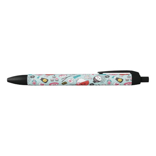 Blue Sushi Personalized Cute Fun Zwarte Inkt Pen (Bovenkant)