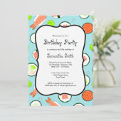 Blue Sushi Theme Birthday Party Kaart (Staand voorkant)