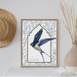  Blue Swallow Woodland Custom Wall Art Perfect Poster