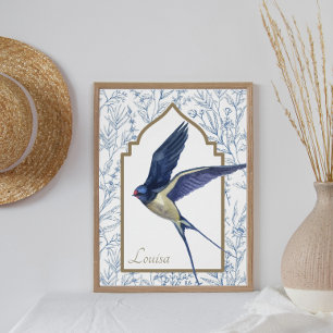  Blue Swallow Woodland Custom Wall Art Perfect Poster