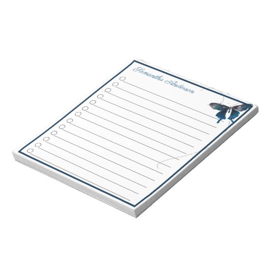 Blue Swallowtail Butterfly Trail Persoonlijke naam Notitieblok (Linkerzijde)