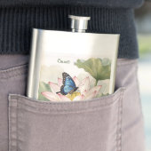 Blue Swallowtail Butterfly With Lotus Flower Name Flacon (Voorbeeld)