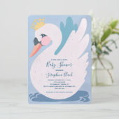 Blue Swan Baby shower Invitation Kaart (Staand voorkant)