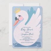 Blue Swan Baby shower Invitation Kaart (Voorkant)