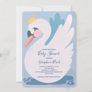 Blue Swan Baby shower Invitation Kaart