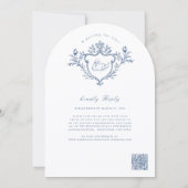 Blue Swan Crest Toile Wedding All in One  Kaart (Achterkant)