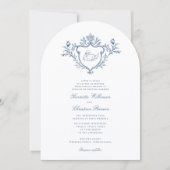 Blue Swan Crest Toile Wedding All in One  Kaart (Voorkant)