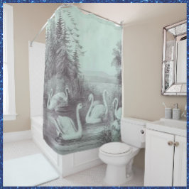  Blue Swan Lake Shower Curtain Douchegordijn