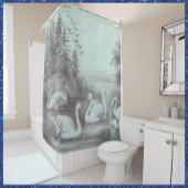  Blue Swan Lake Shower Curtain Douchegordijn