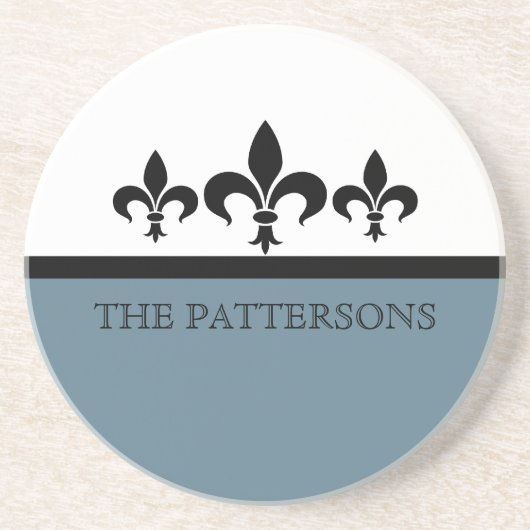 Blue Swanky Fleur De Lis Onderzetter (Voorkant)