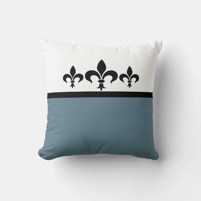 Blue Swanky Fleur De Lis Pillow Kussen (Voorkant)