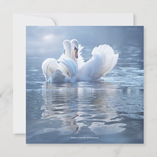 Blue Swans Lake Wedding Kaart (Achterkant)