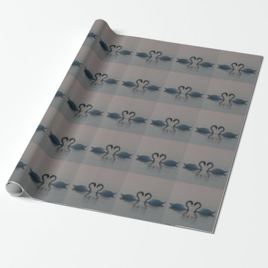 Blue Swans Must Be Love Cadeaupapier (Uitgerold)
