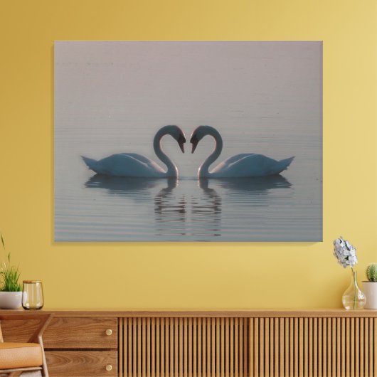 Blue Swans Must Be Love Canvas Afdruk (Insitu (Woonkamer))