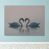Blue Swans Must Be Love Canvas Afdruk (Insitu (Houten vloer))