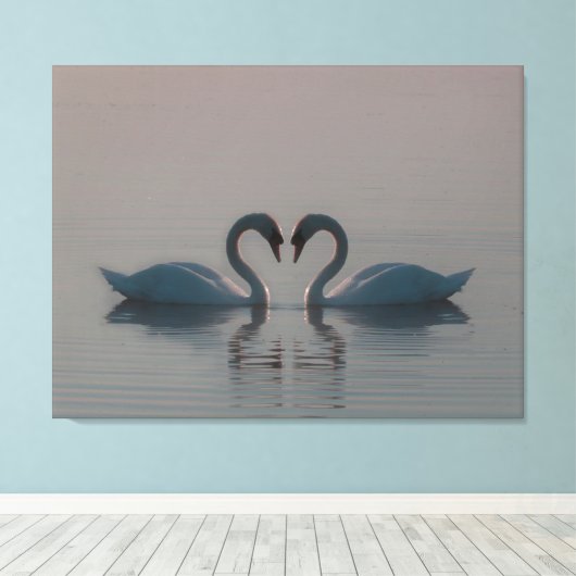 Blue Swans Must Be Love Canvas Afdruk (Insitu (Houten vloer))