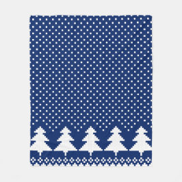 Blue Sweater Tree Knit Print Blanket Fleece Deken