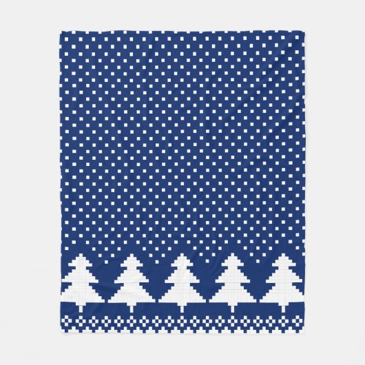 Blue Sweater Tree Knit Print Blanket Fleece Deken (Voorkant)