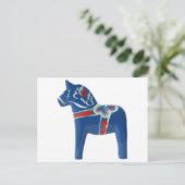 Blue Swedish Dala Horse Briefkaart (Staand voorkant)
