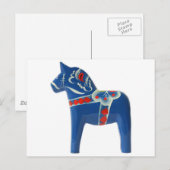 Blue Swedish Dala Horse Briefkaart (Voorkant / Achterkant)