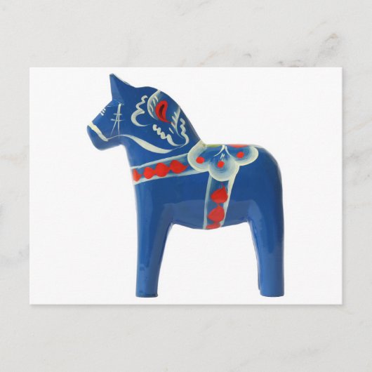 Blue Swedish Dala Horse Briefkaart (Voorkant)