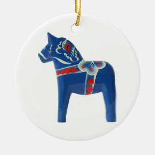 Blue Swedish Dala Horse Keramisch Ornament