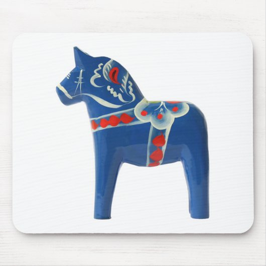 Blue Swedish Dala Horse Muismat (Voorkant)