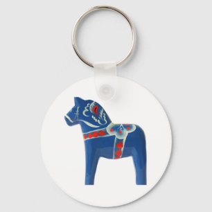 Blue Swedish Dala Horse Sleutelhanger