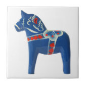 Blue Swedish Dala Horse Tegeltje (Voorkant)