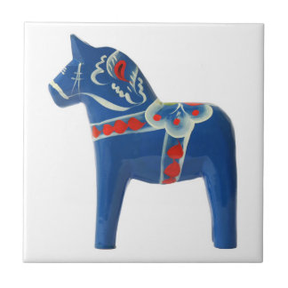 Blue Swedish Dala Horse Tegeltje