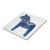 Blue Swedish Dala Horse Tegeltje (Zijkant)