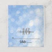 Blue Sweet 16 Glitter Lights Custom Place Card Plaatskaartje (Buitenkant ongevouwen)