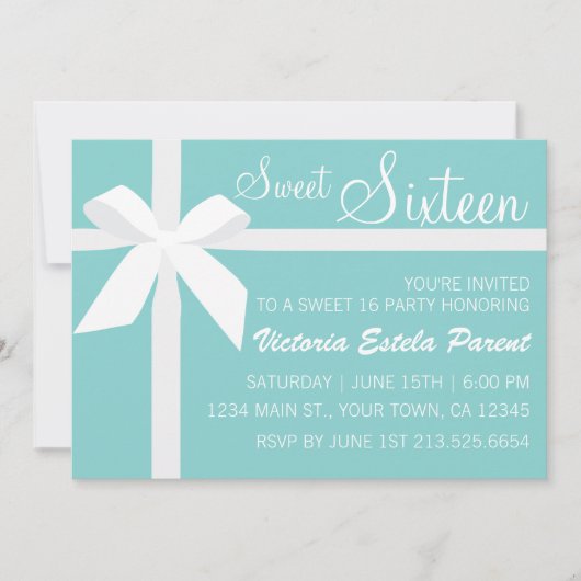 Blue Sweet 16 Invitation Kaart (Voorkant)