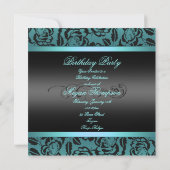 Blue Sweet 16 Prinses Tiara Birthday Invitation Kaart (Achterkant)