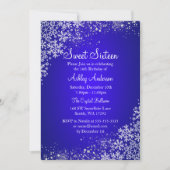 Blue Sweet 16 Winter Wonderland Sparkle Snowflakes Kaart (Voorkant)