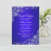 Blue Sweet 16 Winter Wonderland Sparkle Snowflakes Kaart (Staand voorkant)