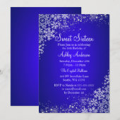 Blue Sweet 16 Winter Wonderland Sparkle Snowflakes Kaart (Voorkant / Achterkant)