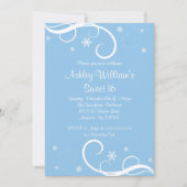 Blue Sweet 16 Winter Wonderland Swirl Snowflakes Kaart (Voorkant)