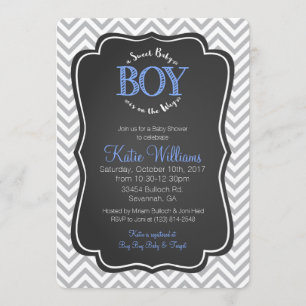 Blue Sweet Baby Boy Baby shower Invitation Card Kaart