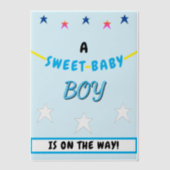 Blue Sweet Baby Boy Baby shower Stars Vellum Uitnodigingen (Voorkant)
