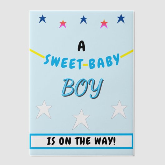 Blue Sweet Baby Boy Baby shower Stars Vellum Uitnodigingen (Voorkant)